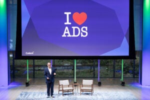Cadent President Doug Rosen asked the audience, “Who here loves ads?” while explaining “The Case for Convergence”