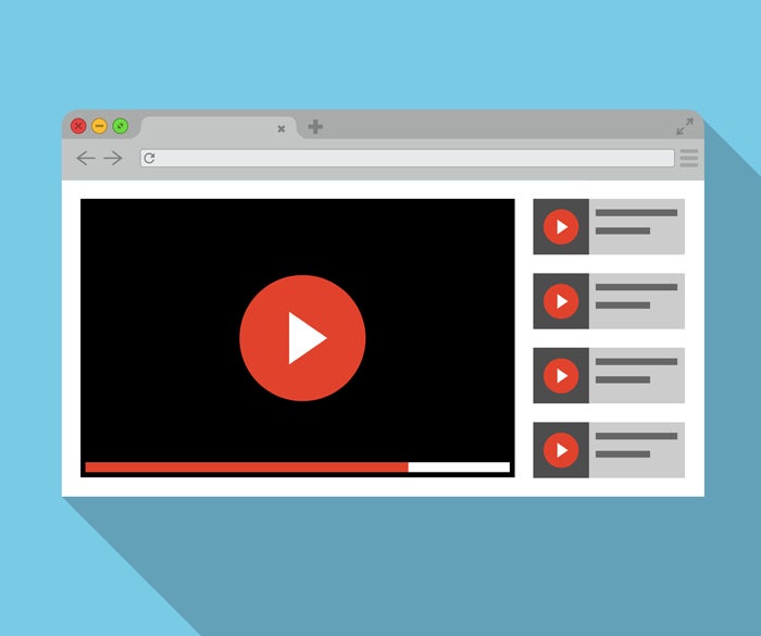 Template interface video player. Social media concept. Mockup video channel. Web windows player. Video content, blogging.